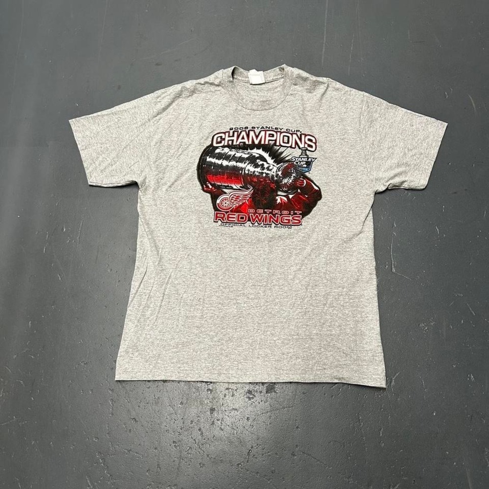 Vintage retro y2k 2008 Detroit red wings Stanley cup champions big print Tshirt
